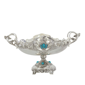 BOWL, stylised Handle, Oval, Blue stone, Base - Barton,Son & Co.
