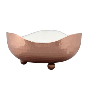 BOWL, circular, wavy rim, hammer tone, two tone finish - Barton,Son & Co.