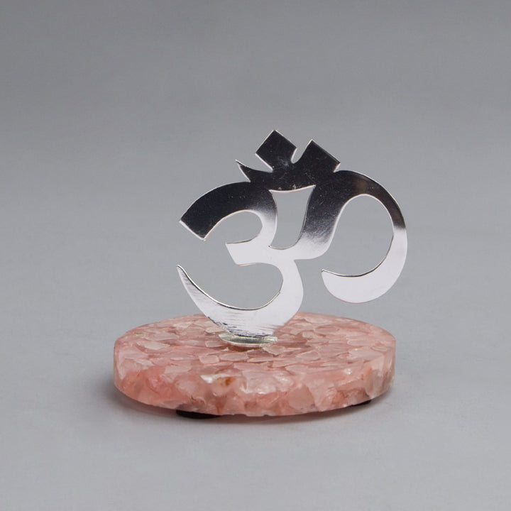Om Cutwork on Rose Quartz Base (Small)