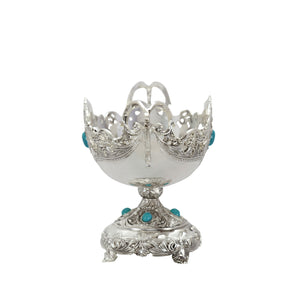 BOWL, stylised Handle, Oval, Blue stone, Base - Barton,Son & Co.