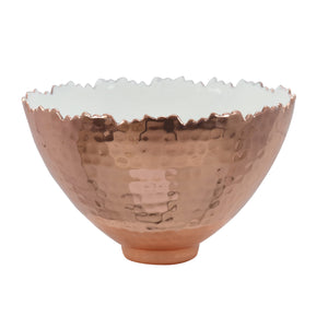 BOWL, circular, jagged edge, hammer tone, two tone finish - Barton,Son & Co.