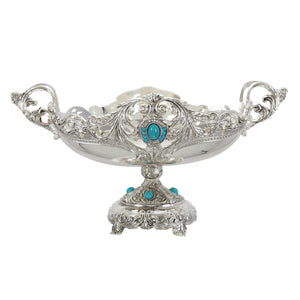 BOWL, stylised Handle, Oval, Blue stone, Base - Barton,Son & Co.