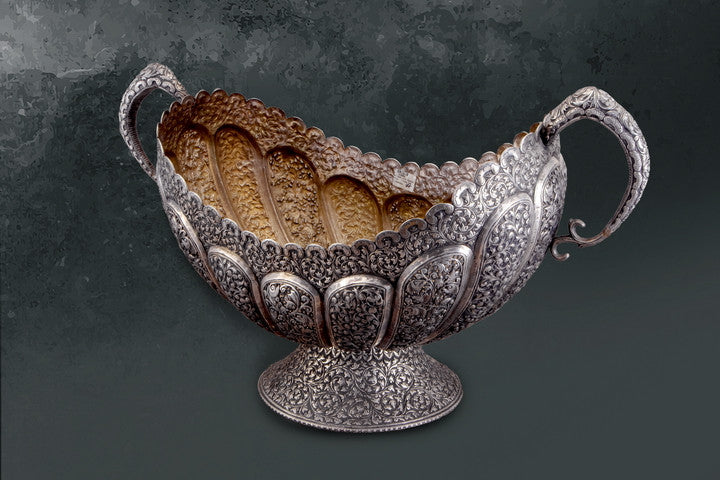 Bowl -Oval-Antique Finish with Handle & Base - Barton,Son & Co.