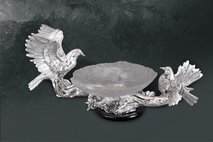 Crystal Glass Fruit Dish-with Birds - Barton,Son & Co.